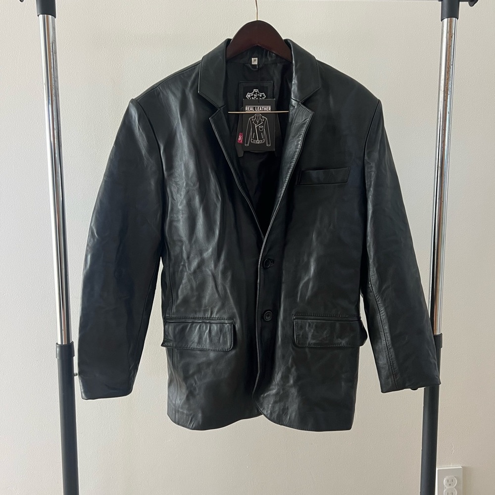 Black Real Leather Jacket Size Medium